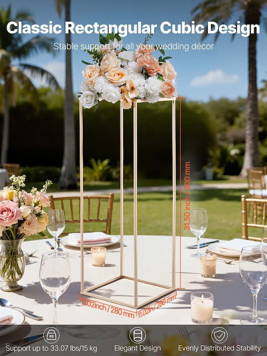 Wedding Flower Base Vevor 10 Pieces Flower Base Column 80cm Flower Bases Metal Laminate Gold Rectangular Flower Presentation Base Wedding Party Birthday Home Gold Centerpiece Bases