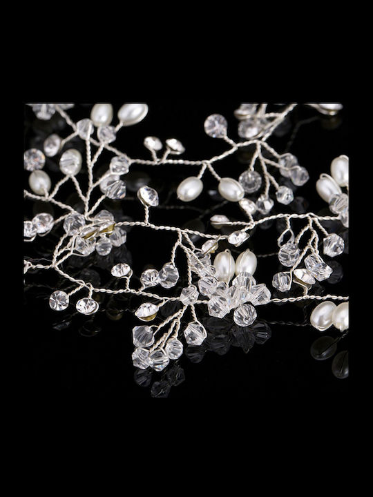 Unique Bridal Hair Decoration Long Vine Silver-Plated or Gold-Plated Crystals Pearls Elise