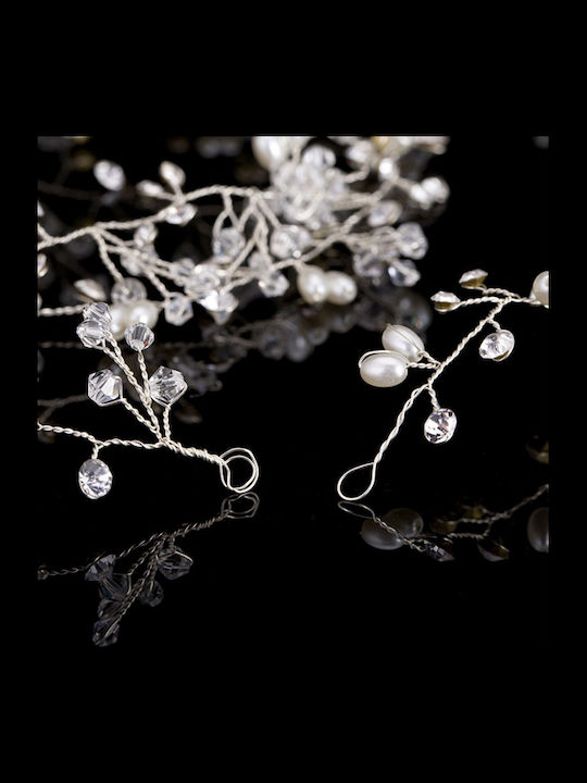 Unique Bridal Hair Decoration Long Vine Silver-Plated or Gold-Plated Crystals Pearls Elise