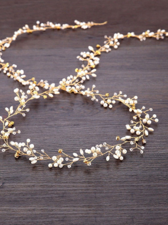 Unique Bridal Hair Decoration Long Vine Silver-Plated or Gold-Plated Crystals Pearls Elise