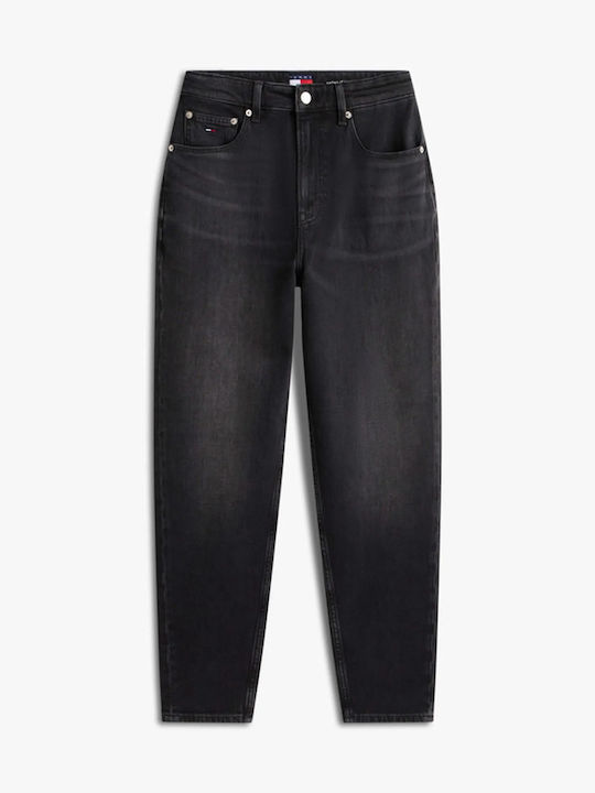 High Waist Women's Jean Trousers in Mom Fit Black