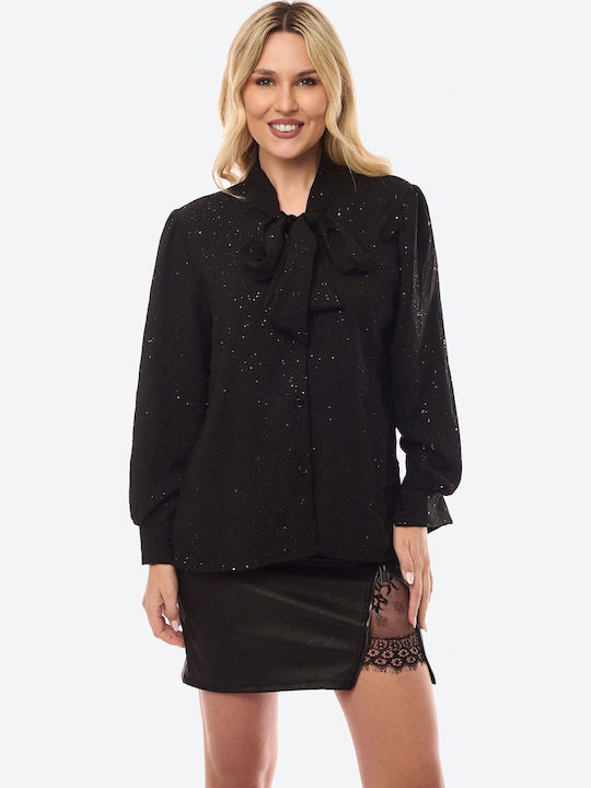 Langärmelig Damen Hemd Black