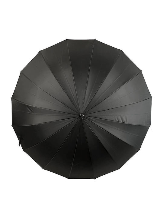 Kevin West Windproof Automatic Umbrella with Walking Stick Black