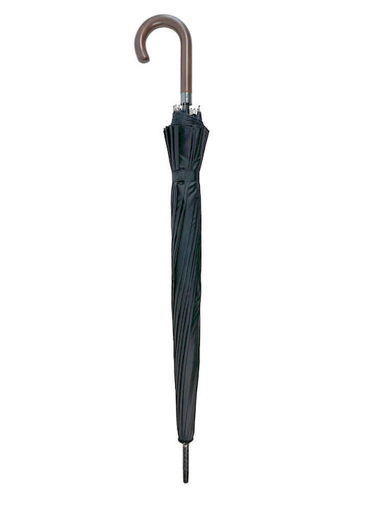 Kevin West Windproof Automatic Umbrella with Walking Stick Black
