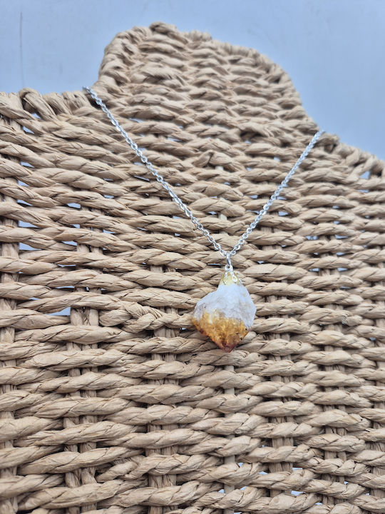 Necklace Raw Citrine Points – Steel Chain 25 Cm