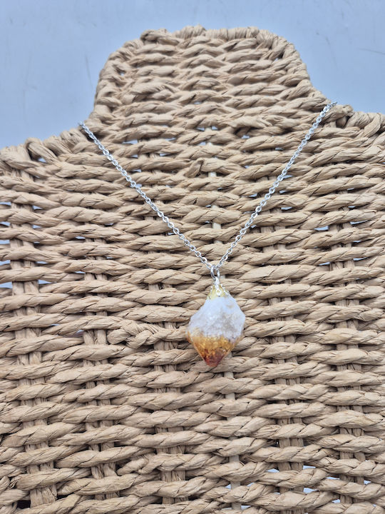 Necklace Raw Citrine Points – Steel Chain 25 Cm