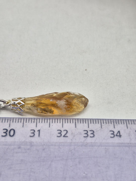 Natural Citrine Point Necklace – Steel Chain 25 cm