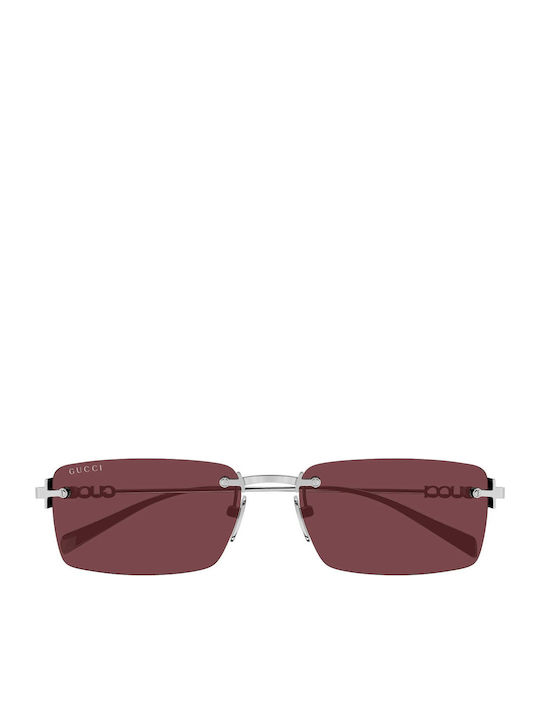 Gucci Unisex Sonnenbrille mit Silber Metall Gestell und Rot Linse GG1941S 003