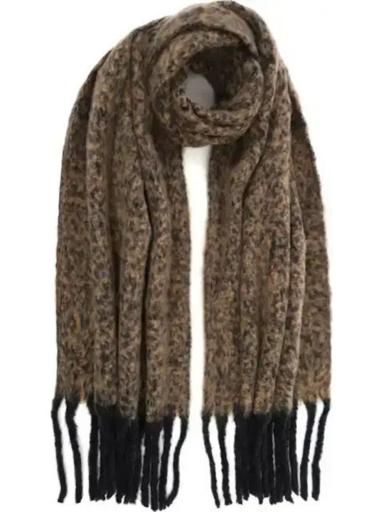Frauen Set mit Beanie Gestrickt in Braun Farbe