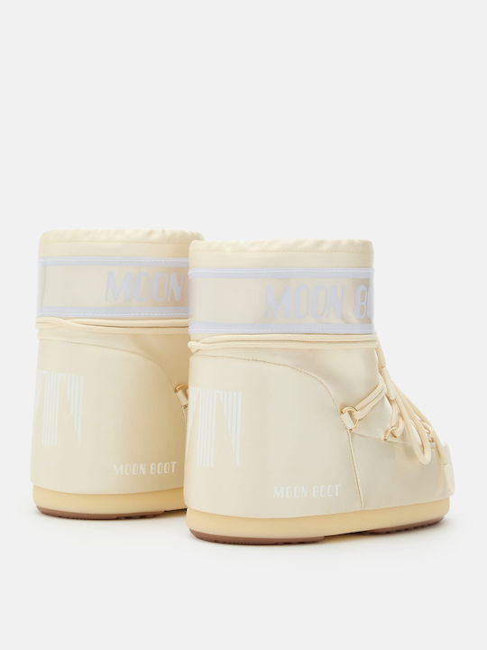 Synthetic Leather Snow Boots with Laces Icon Low Beige