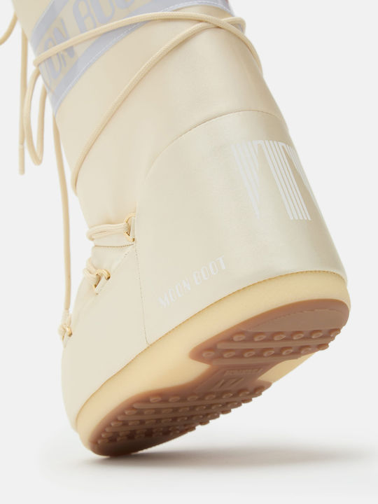 Synthetic Leather Snow Boots with Laces Icon Beige