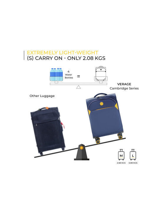 Verage Large Travel Suitcase Fabric Blue with 4 Wheels Height 80cm
