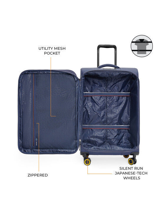 Verage Medium Travel Suitcase Fabric Blue with 4 Wheels Height 68cm