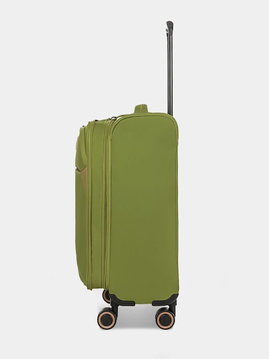 Verage Cabin Travel Suitcase Fabric Green with 4 Wheels Height 55cm