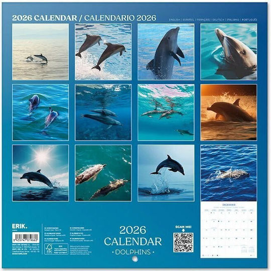 Erik Ημερολόγιο Τοίχου 2026 30x30εκ Dolphins