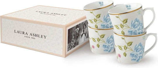 Set Porzellantassen 32cl Cobblestone Pinstripe 4 Stücke Laura Ashley Heritage La182791 00053352