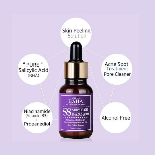 Cos De Baha Soothing Serum Face with Niacinamide & Salicylic Acid for Radiance & Acne 30ml