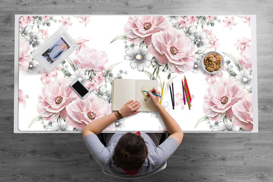 Decorative Desk Pad Work Surface Protection Flowers 120x60 Cm