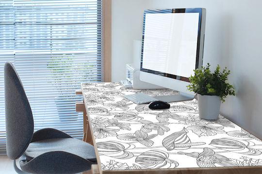 Διακοσμητικό Πατάκι Γραφείου Home Office Σκίτσα Λουλουδιών 100x50 Cm