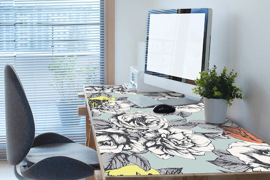 Decorative Desk Pad Home Office Roses Birds 100x50 Cm