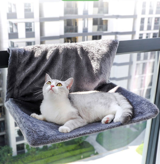 Cat Hammock & Window Bed L-shape M45xW30xH24.5cm Velvet Fabric Metal Frame Beige