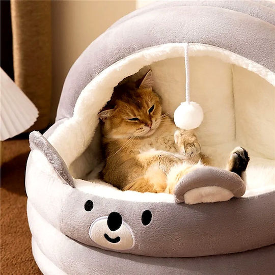 Cat and Dog Nest Semi-Enclosed Toy M40xW40xH33cm Removable Pp Cotton Cushion Non-Slip Base Gray