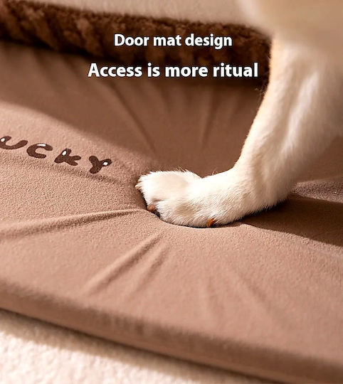 House – Nest for Cat & Dog – 50x40x35cm – Velvet Fabric & Plush Walls – Removable Cushion PP Cotton – Non Slip Bottom – Brown