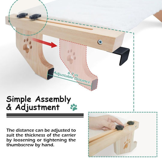 Cat Hammock – Adjustable Wooden Base Bed – L55xW38xH17.5cm – Fabric Nylon – Gray