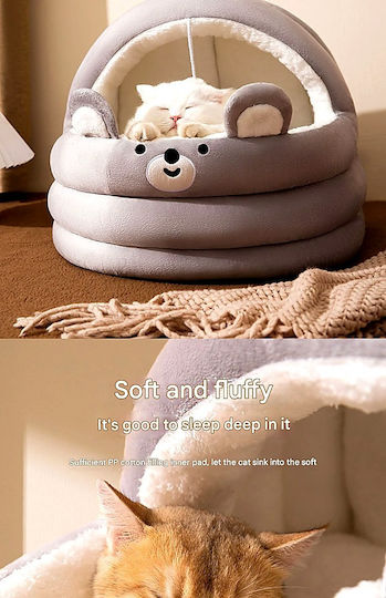 Cat and Dog Nest Semi-Enclosed Toy M40xW40xH33cm Removable Pp Cotton Cushion Non-Slip Base Gray
