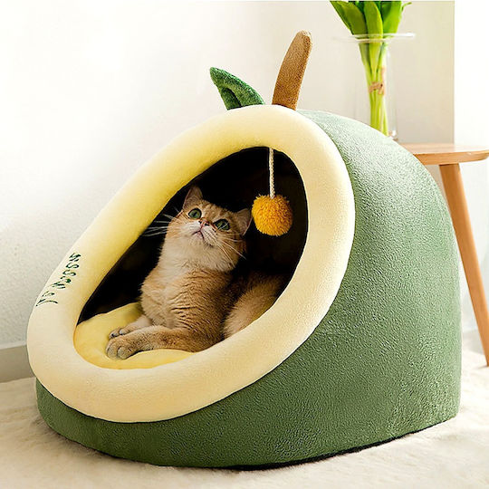 Semi-Enclosed Cat & Dog Nest Toy M40xW40xH33cm Removable Cushion Zipper & PP Cotton Non-Slip Bottom Green