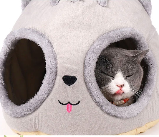 Katzenbett & Hund Nest – M38xπ38xυ35cm – Abnehmbares Kissen – Rutschfester Boden – Grau