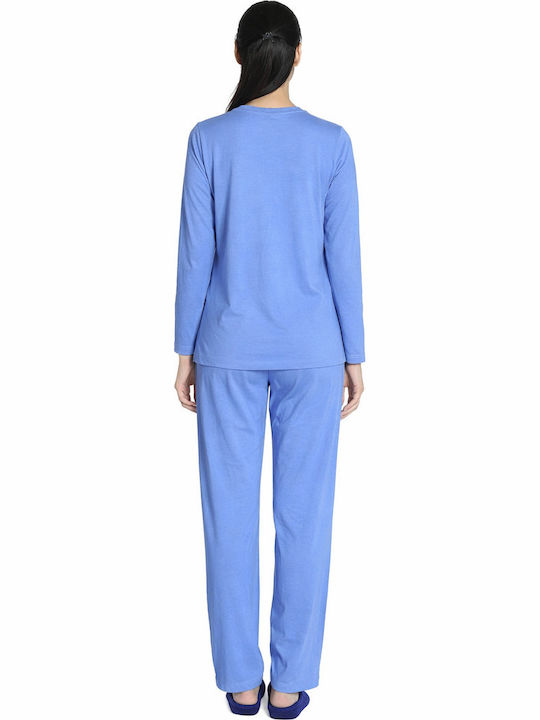 Jeannette Lingerie Winter Women's Pyjama Set Light Blue
