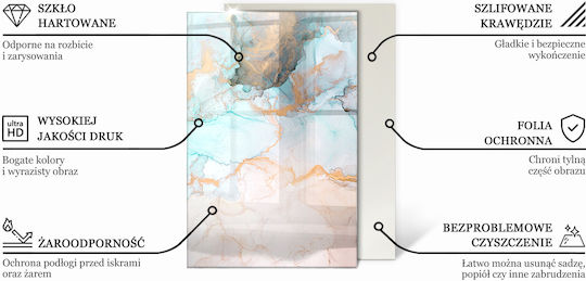 Kaminzubehör und -teile Schutzglas Gehärtetes Boden Marmoriertes Design Adern 60x40 Cm