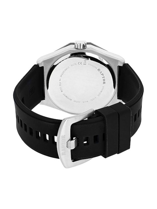 Raptor Men's Watch Battery with Black Rubber Strap