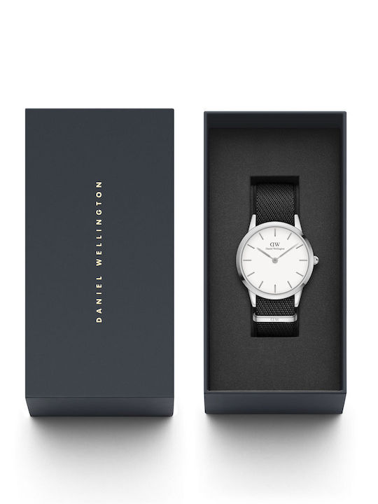 Daniel Wellington Ανδρικό Ρολόι 40mm Μπαταρίας με Μαύρο Μεταλλικό Μπρασελέ