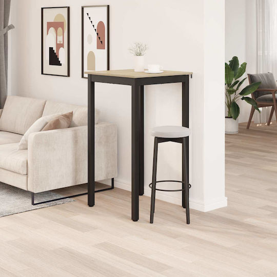 Square Bar Table Wooden with Metal Frame Grey 60x60x105cm