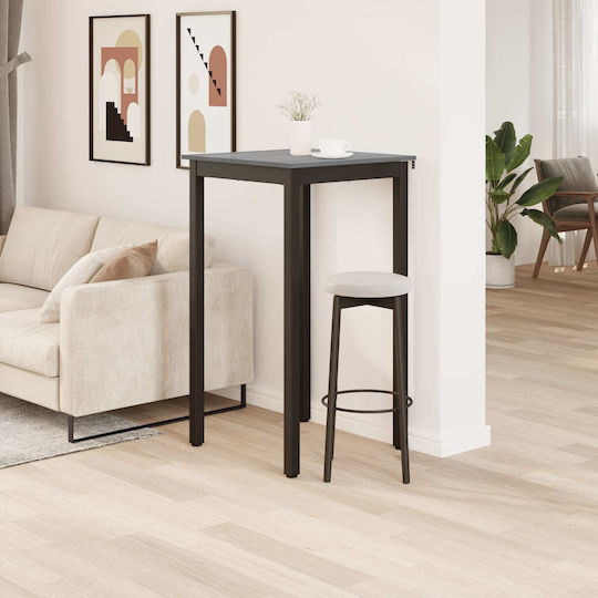 Square Bar Table Wooden with Metal Frame Grey 60x60x105cm