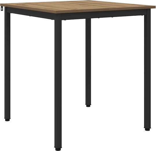 Artisan Dining Room Table Wooden with Metal Frame Brown 70x70x75cm