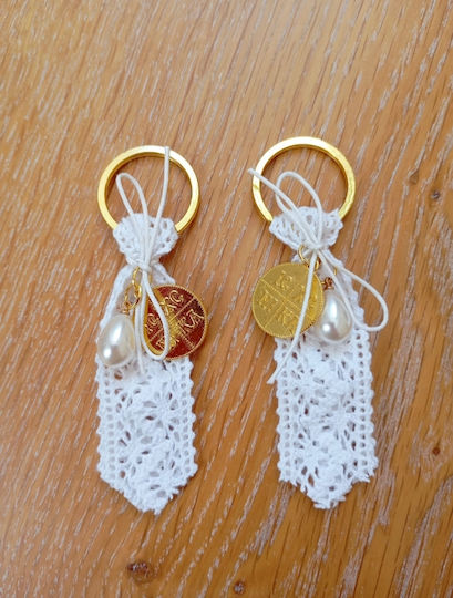 By Anastasia's Art Creations Christening Charm Keychain White 50 Pieces