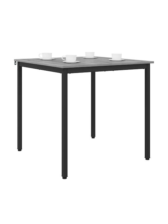 Table Dining Room Wooden with Metal Frame Gray 80x80x75cm