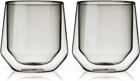 Aurora Set of Glasses Cocktail/Drinking / White Wine / Coffee/Freddo made of Glass in Gray Color 266ml 2pcs