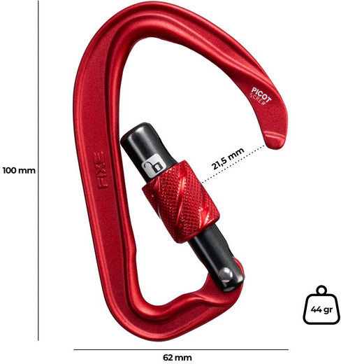 Carabiner Fixe Climbing Picot Screw Red