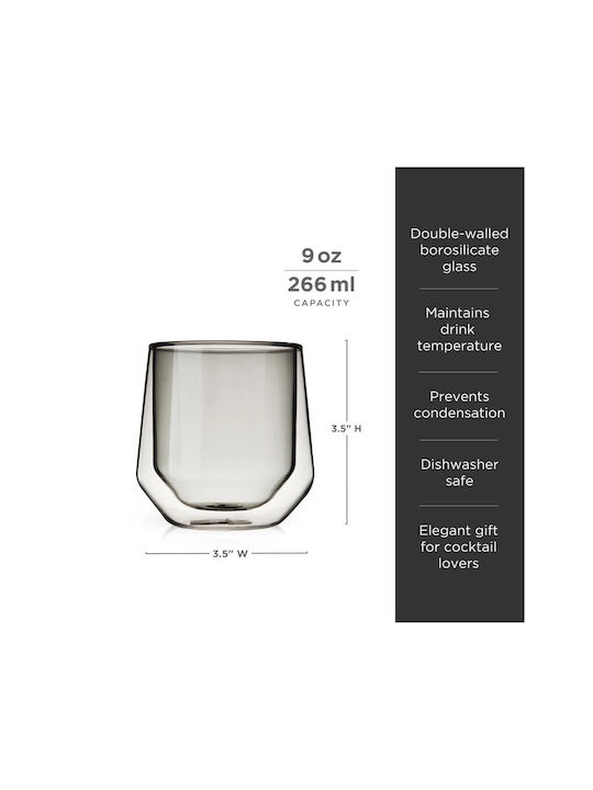 Aurora Set of Glasses Cocktail/Drinking / White Wine / Coffee/Freddo made of Glass in Gray Color 266ml 2pcs