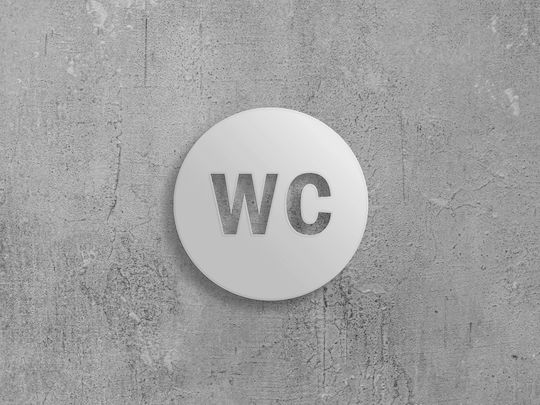 Wc – Στρογγύλη Πινακίδα Σήμανσης Μεταλλο-μαυρο-χρωμα