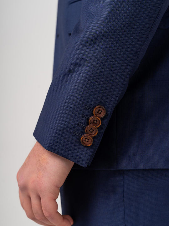 Men's Suit with Vest Slim Fit Blue