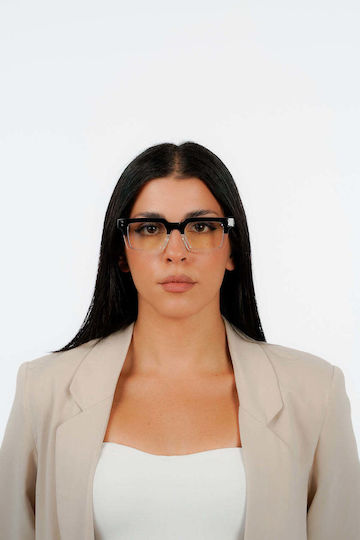 Blue Light Blocking Glasses Red Raven Series R Half Black