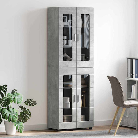 Highboard Bodenstehend Wohnzimmer Vitrine aus Spanplatte mit Glas Eiche 60x35x182cm Highboard Bodenstehend Wohnzimmer Vitrine aus Spanplatte mit Glas Eiche 60x35x182cm