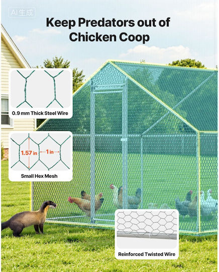 Vevor Metallic Poultry Coop L0.19 x W0.09 x H0.06m
