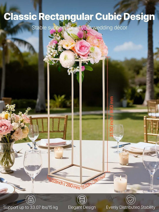 Wedding Flower Base Vevor 10 Pieces Flower Base Column 80cm Flower Bases Hidden Screw Rectangular Cubic Florist Shelf Wedding Party Birthday Home Gold Centerpiece Bases