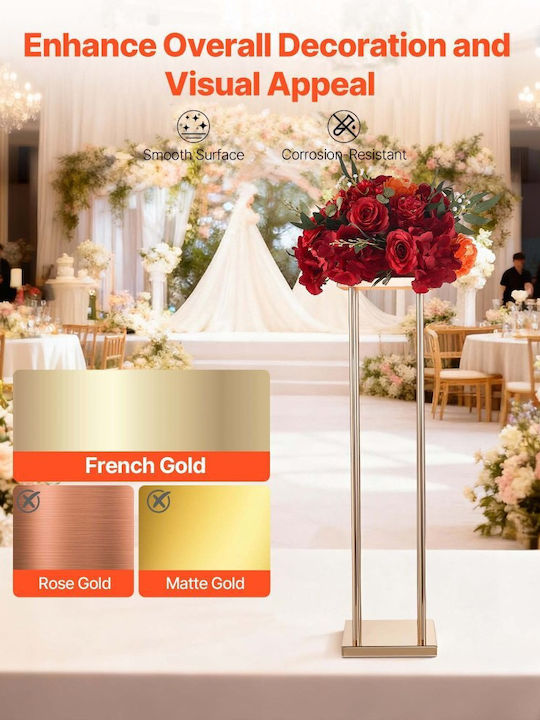 Wedding Flower Base Vevor 10 Pieces Flower Base Column 80cm Flower Bases Metal Laminate Cylindrical Cubic Flower Display Base Wedding Party Birthday Home Gold Central Decoration Bases